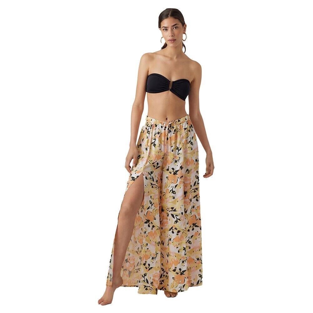 Vero Moda Size Medium Flow Beach Pants Orange Pink Split Hem NWT